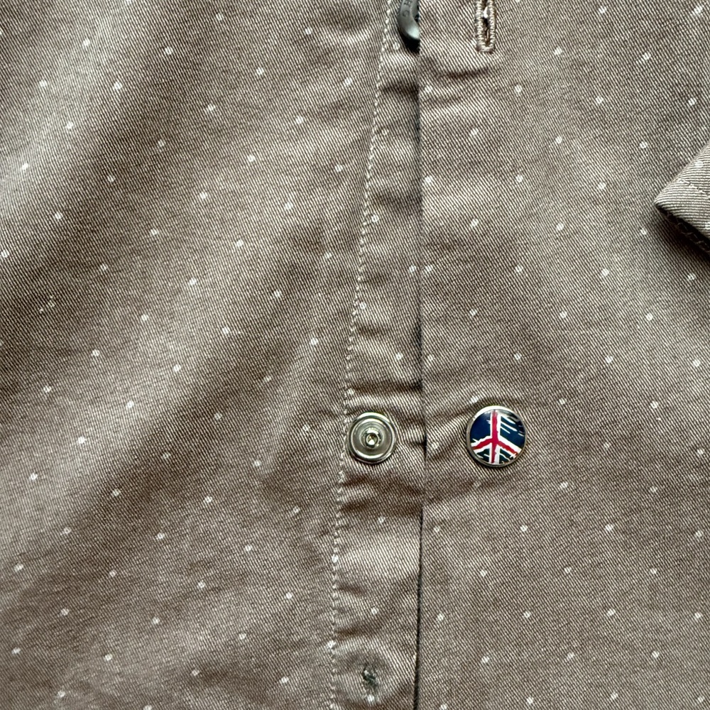 John Lennon Beige and white polka dot Button-Up Shirt - Picture 7 of 7